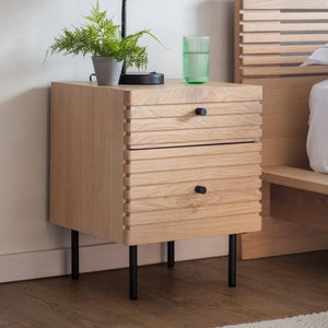 Okayama Oak 2 Drawer Bedside Table