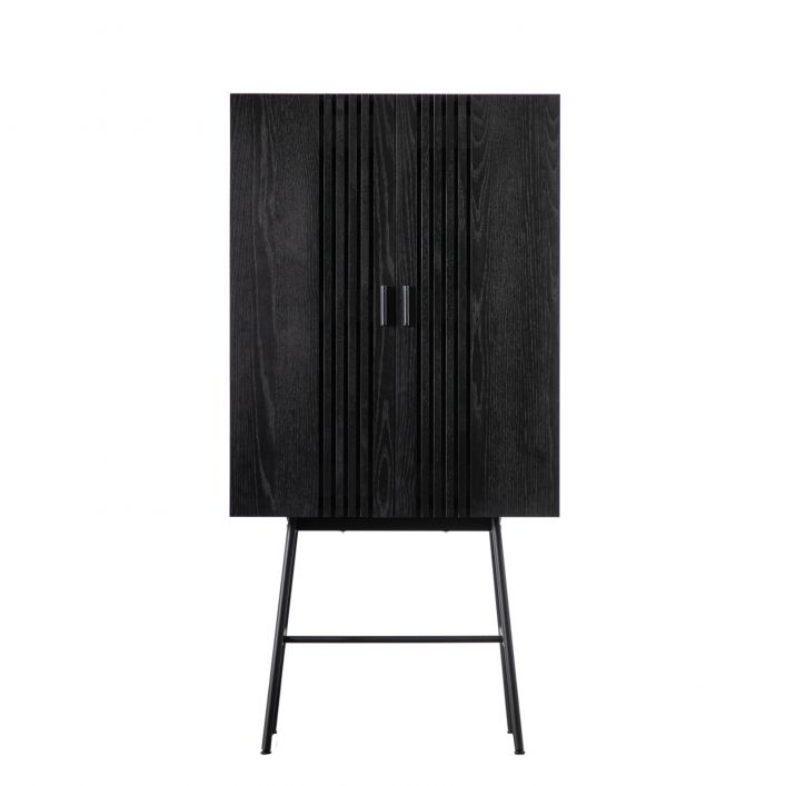 Holsen Oak Veneer Drinks Cabinet - Black