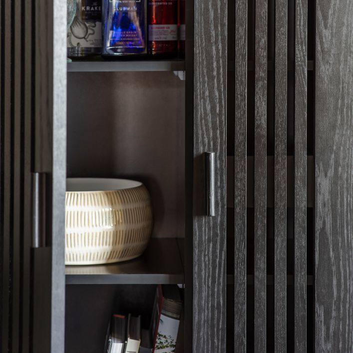 Holsen Oak Veneer Drinks Cabinet - Black