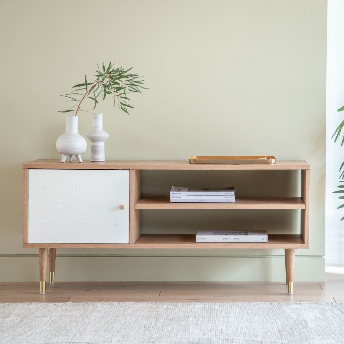 Newbury 120cm Oak Veneer TV Unit - White