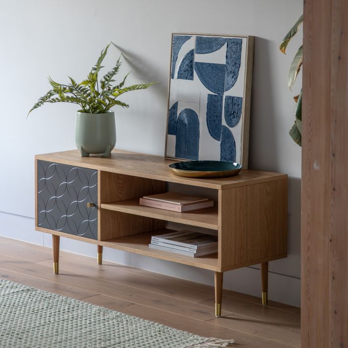 Newbury 120cm Oak Veneer TV Unit - Grey