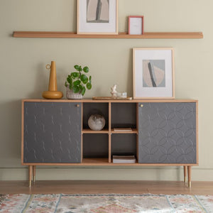 Newbury Oak Veneer Sideboard - Grey