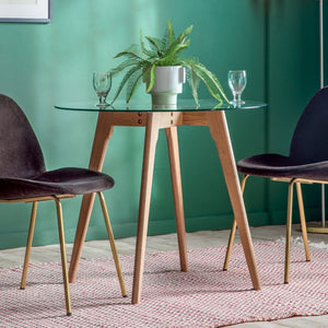 Blair 90cm Tempered Glass Dining Table - Natural