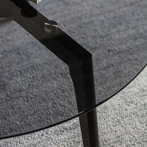 Blair 90cm Round Glass Coffee Table - Black