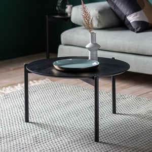 Burley 70cm Round Wood Coffee Table - Black