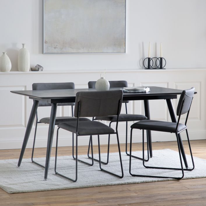 Astley 160cm Oak Veneer Dining Table - Black