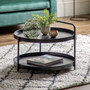 Sennen 65cm Round Iron Coffee Table - Black