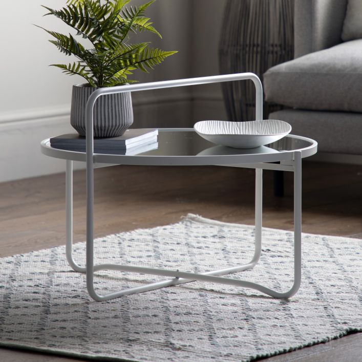 Fawley 65cm Round Glass Coffee Table - White