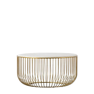 Riley 80cm Round Marble Coffee Table - Gold