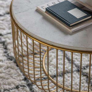 Riley 80cm Round Marble Coffee Table - Gold