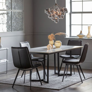 Everton 180cm Stone Dining Table - Black