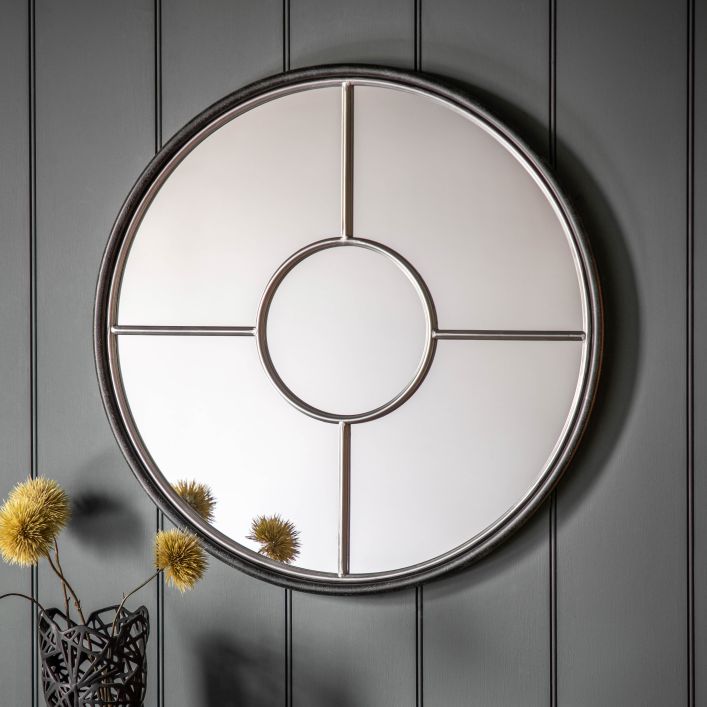 Rocca Large Round Mirror - Grey