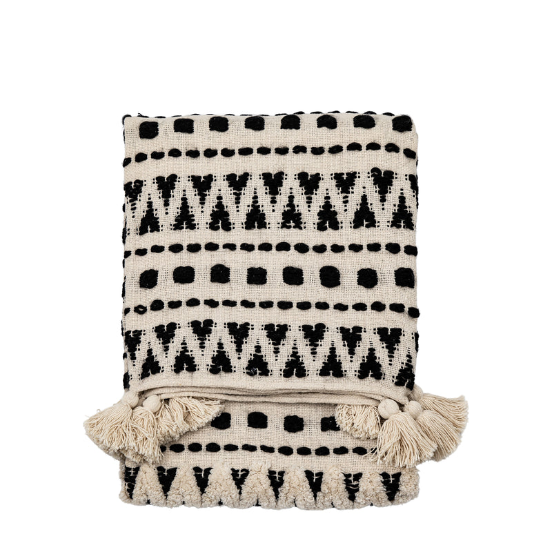 Black & Cream Tufted Throw