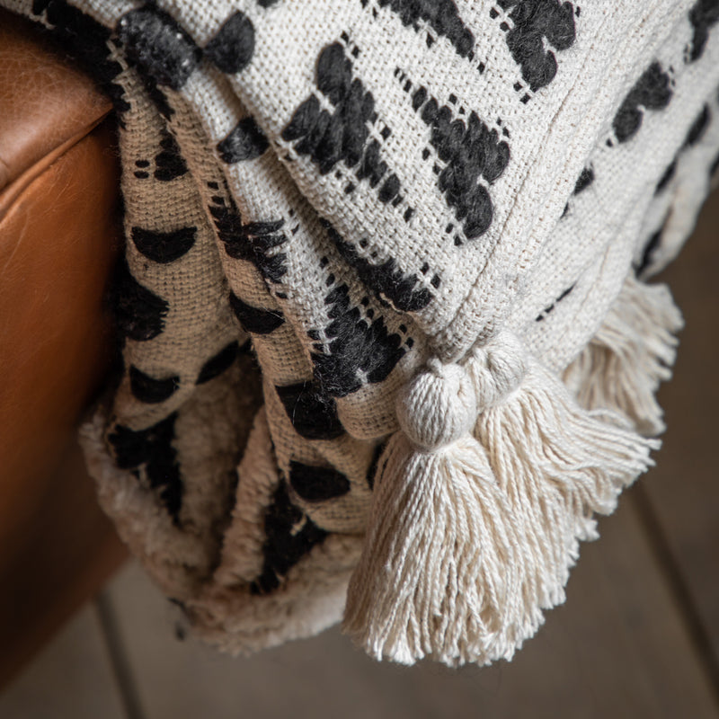 Black & Cream Tufted Throw