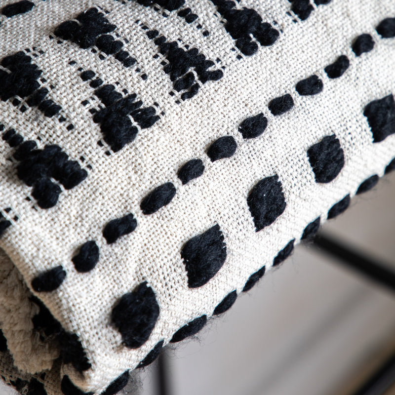 Black & Cream Tufted Throw