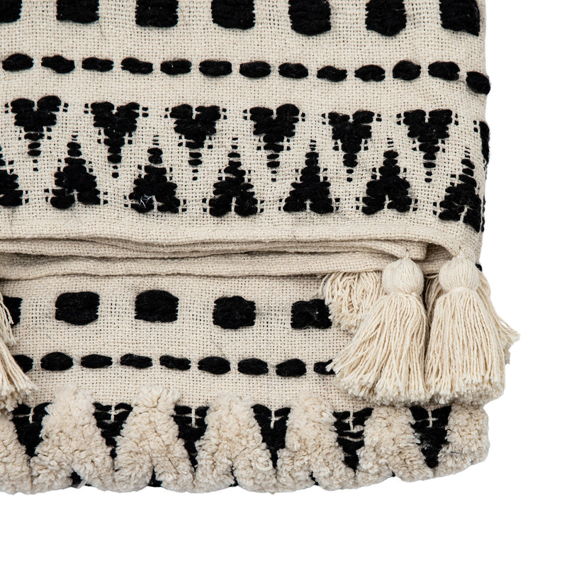 Black & Cream Tufted Throw