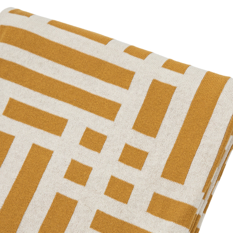 Merton Knitted Tassel Throw - Ochre