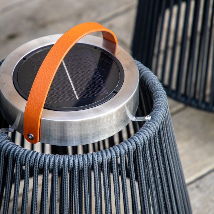 Firenze Tall LED Solar Lantern - Charcoal