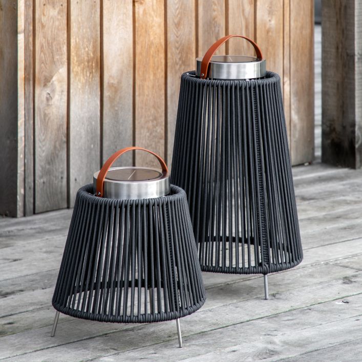 Firenze Tall LED Solar Lantern - Charcoal