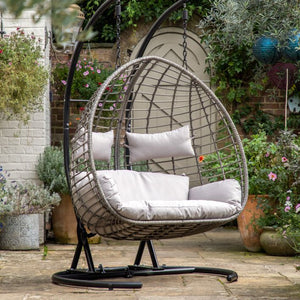 Adanero Double Rattan Hanging Chair - Grey