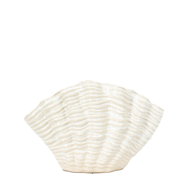 Clam Vase Small - Reactive White
