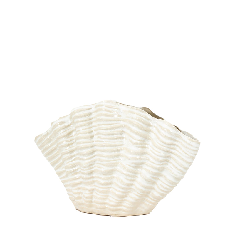 Clam Vase Small - Reactive White