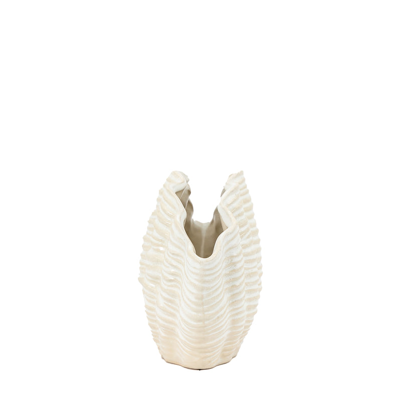 Clam Vase Small - Reactive White