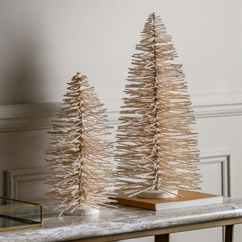 Glittered Small Brush Tree - White