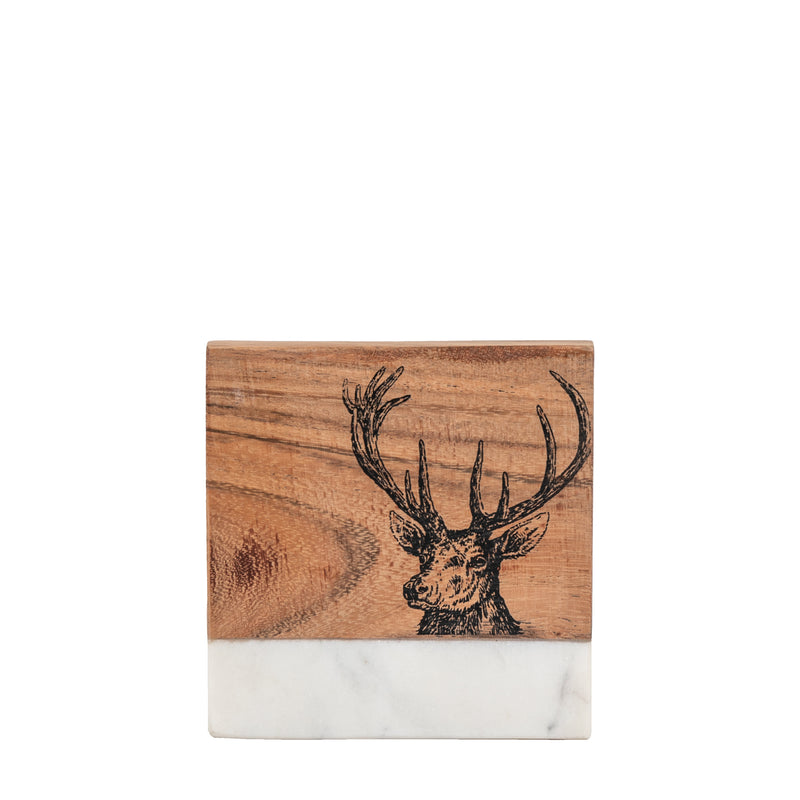 Stag Coasters - White Marble (Set of 4)