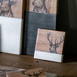 Stag Coasters - White Marble (Set of 4)