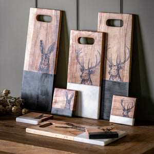 Stag Coasters - White Marble (Set of 4)