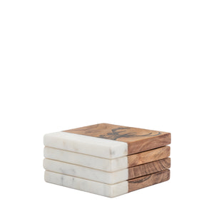Stag Coasters - White Marble (Set of 4)