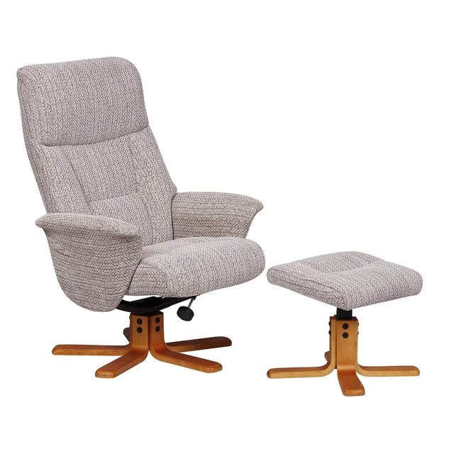 Marseille Swivel Recliner & Footstool - Wheat/Cherry
