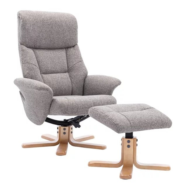 Marseille Swivel Recliner & Footstool - Fossil/Natural