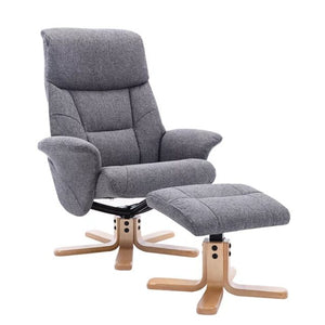 Marseille Swivel Recliner & Footstool - Slate/Natural