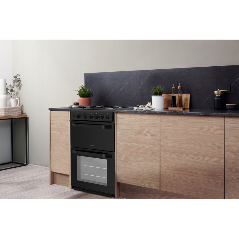 Hotpoint HD5G00KCB/UK 50cm Gas Double Oven Freestanding Cooker