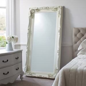 Carved Louis Leaner Mirror - Cream