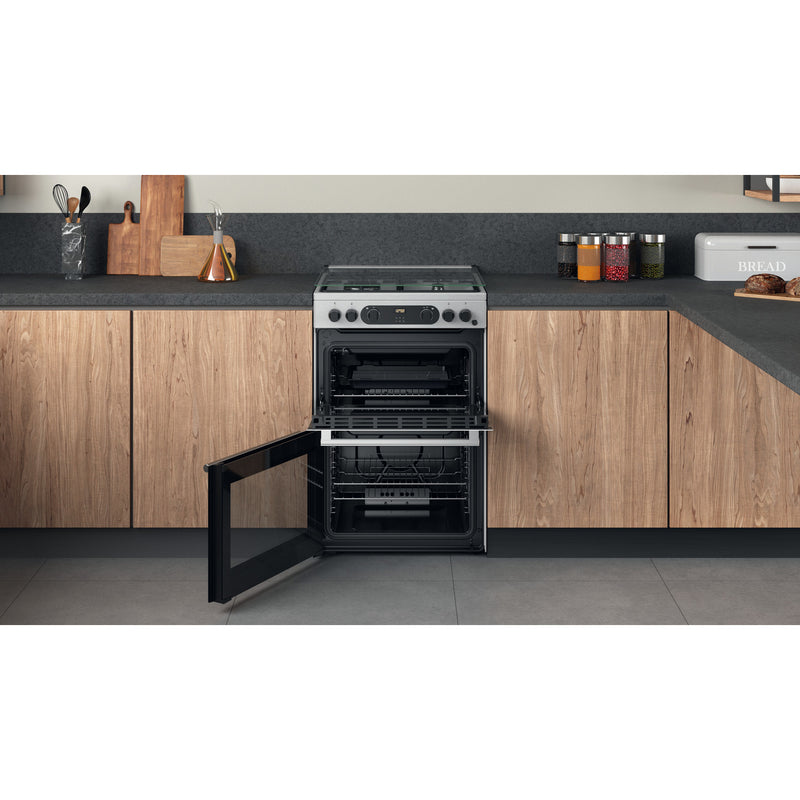 Hotpoint CD67G0CCX/UK 60cm Gas Double Oven Freestanding Cooker