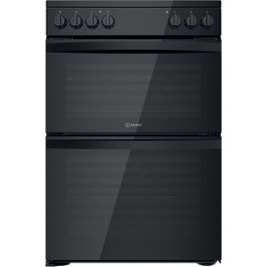 Indesit ID67V9KMB/UK 60cm Electric Ceramic Double Oven Freestanding Cooker