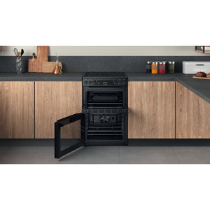 Hotpoint HDM67V92HCB/UK 60cm Electric Ceramic Double Oven Freestanding Cooker
