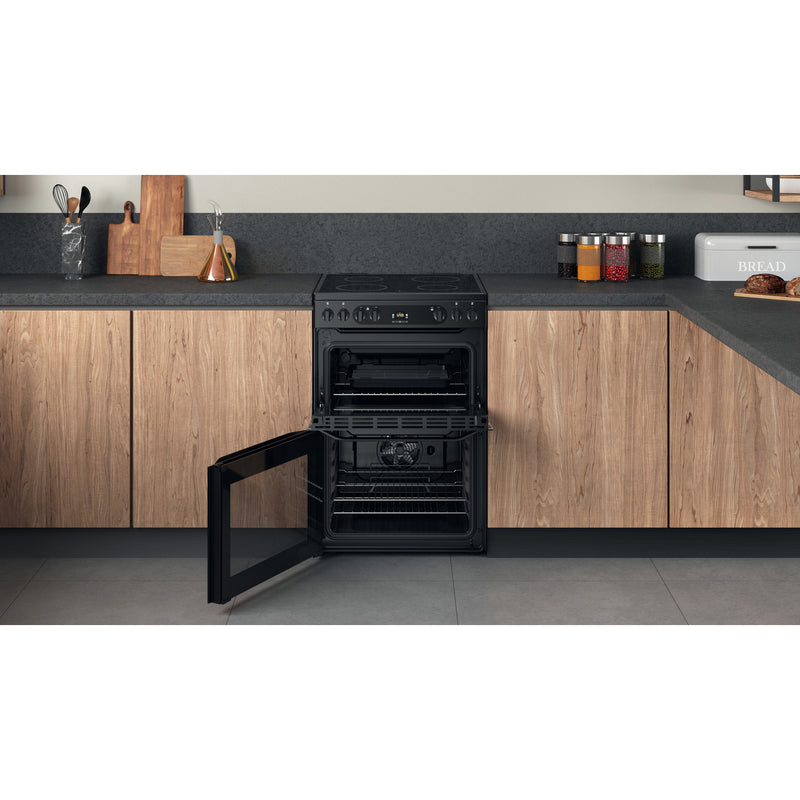 Hotpoint HDM67V92HCB/UK 60cm Electric Ceramic Double Oven Freestanding Cooker