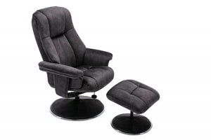 Denver Swivel Recliner & Footstool - Liquorice/Chrome Trim