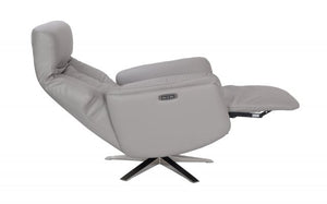 Houston Swivel Recliner & Integrated Footstool - Platinum/Chrome