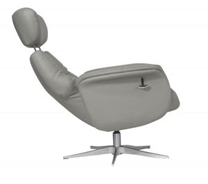 Panama Swivel Recliner & Footstool - Husky/Black