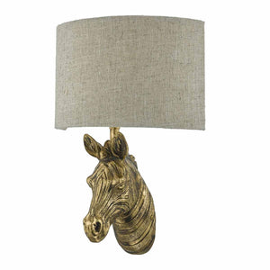 dar lighting ABB0735 Abby Zebra Wall Light Gold with Natural Linen Shade