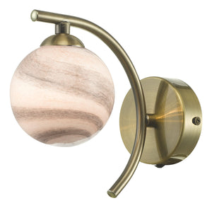 dar lighting ATI0775-07 Atiya Wall Light Antique Brass With Planet Style Glass