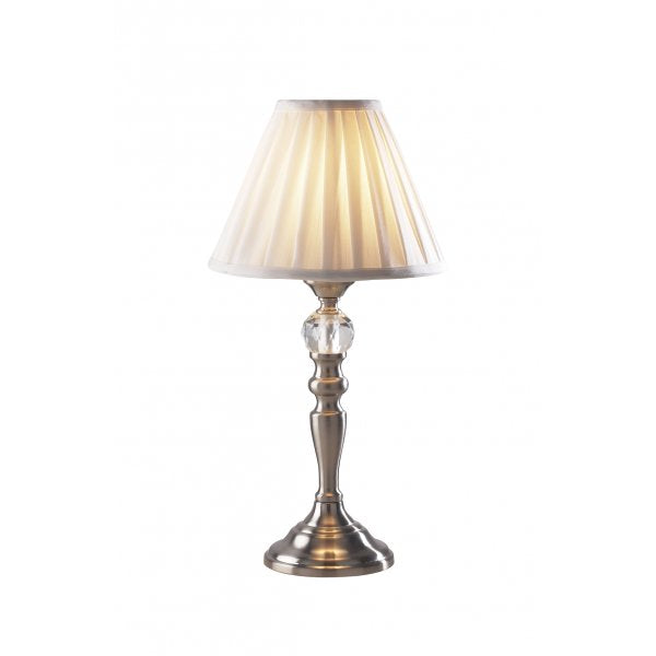 dar lighting BEA4046 Beau Touch Table Lamp Satin Chrome with BEA122 Shade