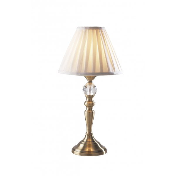 dar lighting BEA4075 Beau Touch Table Lamp Antique Brass with Shade