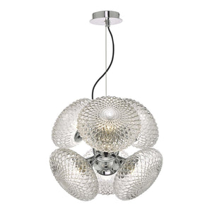 dar lighting Bib0650 Bibiana 6 Light Pendant Polished Chrome And Clear Glass