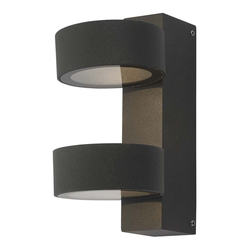 dar lighting BOH0939 Bohdan Wall Light 2 Circle Anthracite IP65 LED